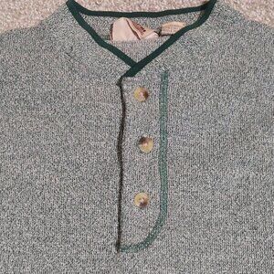 Chesterfield melange knit LS Henley sweater green/white size M Medium